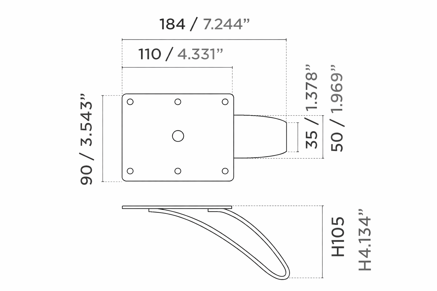 Pata Metálica para Muebles 105 mm | Modelo Quebec | Sofás, Sillones y Armarios