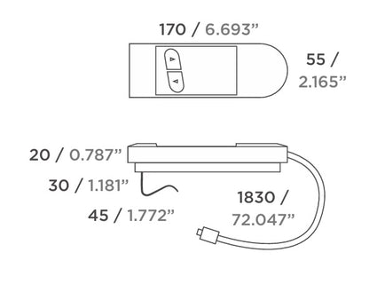 Mando para Sillón Relax 2 Botones | 5 Pines | Cable Recto, Espiral o con Imán